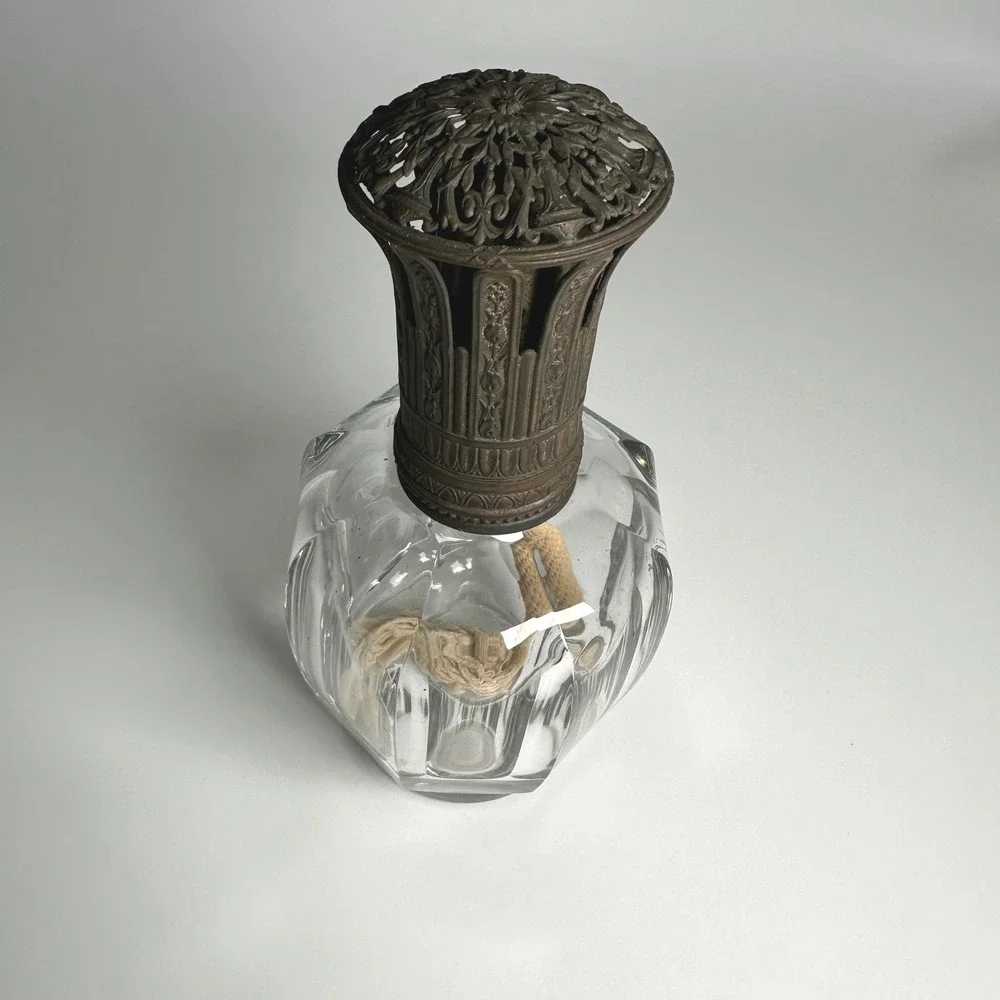 Antique Baccarat France Crystal Fragrance Lamp Berger Art Deco Paper Label 1930s